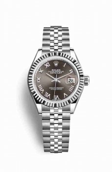 Réplique montre Rolex Datejust 28 Blanc Role blanc 279174 Gris fonce Cadran m279174-0013