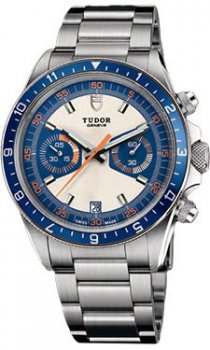 Réplique Tudor Heritage Chrono Bleu Cadran argente Inoxydable Acier Montre Homme 70330B-95740