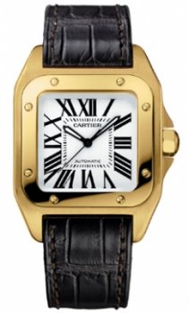 Réplique Cartier Santos 100 Medium Automatique Jaune Or W20112Y1