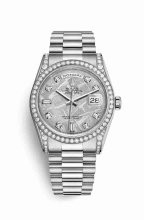 Réplique montre Rolex Day-Date 36 cerceaux en blanc sertie de 118389 m118389-0102