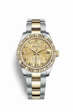 Réplique montre Rolex Datejust 31 Jaune Roles jaune 18 ct 178313 m178313-0056