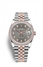 Replique Montre Rolex Datejust 36 OysterAcier EveOr Rose and Diamants M126281RBR-0029