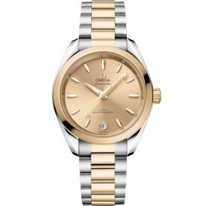 Omega Seamaster Aqua Terra 150M Master Chronometer 34 acier inoxydable Moonshine Gold Champagne 220.20.34.20.08.001