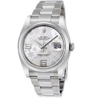 Réplique Rolex Datejust Argent Floral Cadran Inoxydable Acier Dames 116200SFAO