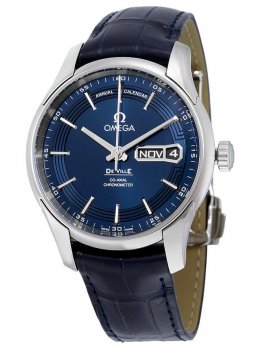 Réplique Omega De Ville Hour Vision Bleu Cadran Bleu Cuir Sangle 431.33.41.22.03.001
