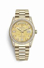 Réplique montre Rolex Day-Date 36 jaune 18 ct en semble de cosses 118388 m118388-0038