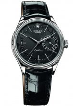 Réplique Rolex Cellini Date Or blanc Noir Guilloche Dial Montre 50519