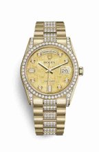 Réplique montre Rolex Day-Date 36 jaune 18 ct en semble de cosses 118388 m118388-0060