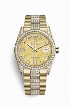 Réplique montre Rolex Day-Date 36 jaune 18 ct en semble de cosses 118388 m118388-0060