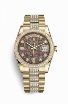 Réplique montre Rolex Day-Date 36 jaune 18 ct 118348 m118348-0066