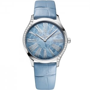 Omega De Ville Tresor 36 Acier Inoxydable Bleu Hortensia Alligator 428.18.36.60.03.002