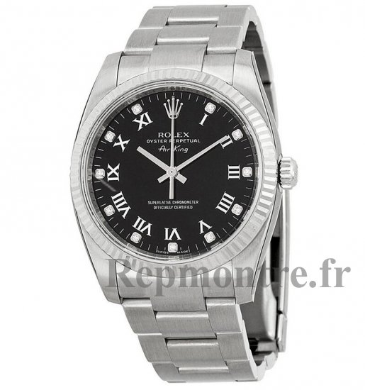 Réplique Rolex Air King Cadran Noir Diamant 18k Lunette en Or Blanc Acier 114234BKRDO - Cliquez sur l'image pour la fermer