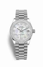 Réplique montre Rolex Datejust 31 blanc 278289RBR Blanc nacre sertie de Cadran m278289rbr-0005