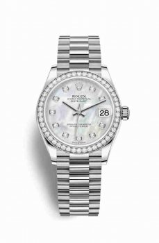 Réplique montre Rolex Datejust 31 blanc 278289RBR Blanc nacre sertie de Cadran m278289rbr-0005