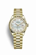 Réplique montre Rolex Datejust 28 jaune 18 ct 279178 Blanc serti de nacre Cadran m279178-0025