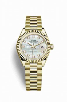 Réplique montre Rolex Datejust 28 jaune 18 ct 279178 Blanc serti de nacre Cadran m279178-0025