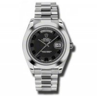 Réplique Rolex Day-Date II Noir Concentric Cadran Platine President 218206BKCAP