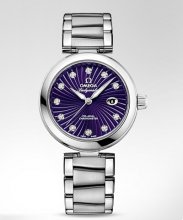 Réplique Omega De Ville Damesmatic Violet diamants Steel Montre 425.30.34.20.60.001