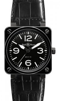 Réplique Bell & Ross BR 01-92 Ceramique noir Alligator Montre