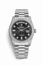 Réplique montre Rolex Day-Date 36 en semble de cosses 118389 noir en semble Cadran m118389-0013