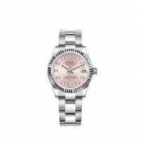 Réplique Rolex Datejust 31 Bracelet Oyster a cadran blanc Rolesor serti de diamants