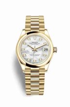 Réplique montre Rolex Datejust 31 jaune 18 ct 278248 nacres blancs Cadran m278248-0016