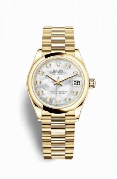 Réplique montre Rolex Datejust 31 jaune 18 ct 278248 nacres blancs Cadran m278248-0016