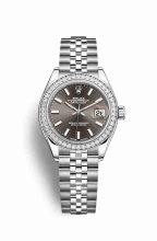 Réplique montre Rolex Datejust 28 Blanc Role blanc 279384RBR Gris fonce Cadran m279384rbr-0013