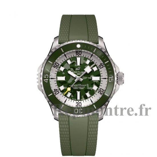 Breitling SuperOcean Automatique 46 Super Diver Titane Vert Camouflage Caoutchouc E10379D31L1S1 - Cliquez sur l'image pour la fermer