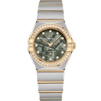 Omega Constellation Manhattan 28 Quartz Acier Inoxydable Or Jaune Diamant Meteorite Verte 131.25.28.60.99.002