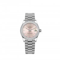 Réplique Rolex Datejust 31 Bracelet President en or blanc avec cadran rose m278289rbr-0013