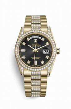 Réplique montre Rolex Day-Date 36 jaune 18 ct en semble de cosses 118388 noir Set Cadran m118388-0079