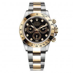 Réplique Rolex Daytona Noir Diamant Cadran 18 Carat Montre Homme Or Jaune