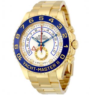 Réplique Rolex Yacht-Master II Blanc Cadran 18K Or Jaune Rolex Oyster 116688WAO