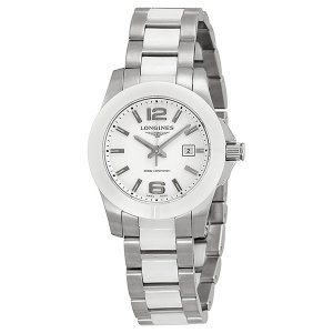 Réplique Longines Conquest blanc Dial blanc Ceramic et Acier inoxydable Montre L3.257.4.16.7