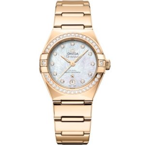 Omega Constellation Manhattan 131.55.29.20.55.003 29mm Co-Axial Master Chronometer Moonshine Or Diamant MOP Supernova