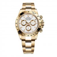 Réplique Rolex Cosmograph Daytona Blanc Cadran 18kt Montre Homme Or Jaune