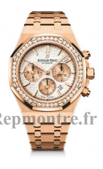 Replique Audemars Piguet Royal Oak Chronograph 38 Pink Gold Diamond Silver 26315OR.ZZ.1256OR.01 - Cliquez sur l'image pour la fermer