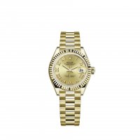 Réplique montre Rolex Lady-Datejust Bracelet President en or jaune 18 ct a cadran champagne m279178-0022