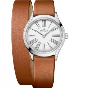 Omega Mini Tresor Quartz 26 Acier Inoxydable Diamant Blanc email Double Tour 428.17.26.60.04.005