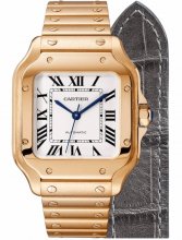 Cartier Santos 18k or rose automatique cadran blanc hommes WGSA0031