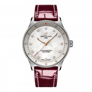 Replique montre Breitling Navitimer 32 mm pour femme Alligator en nacre blanche A77320E61A2P2