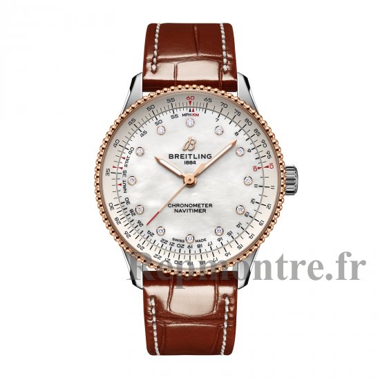 Copie montre Breitling Navitimer 36 mm pour femme Alligator en nacre blanche U17327211A1P1 - Cliquez sur l'image pour la fermer