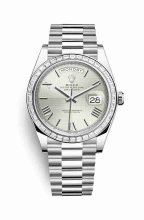 Réplique de montre Rolex Day-Date 40 228396TBR Quadrant argent Motif cadran m228396tbr-0025