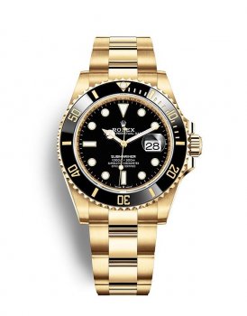 Réplique Rolex Submariner Date Or jaune 18 ct Lunette Cerachrom noire m126618ln-0002