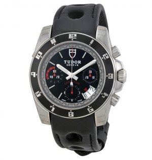 Réplique Tudor Grantour Chronographe Automatique Noir Cadran Acier 20350N-BKSLPL