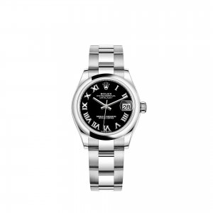Réplique montre Rolex Datejust 31 Oystersteel cadran noir brillant