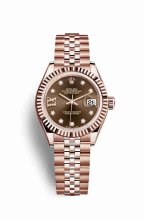Réplique montre Rolex Datejust 28 Everose 279175 Set chocolat Cadran m279175-0004