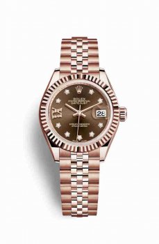 Réplique montre Rolex Datejust 28 Everose 279175 Set chocolat Cadran m279175-0004