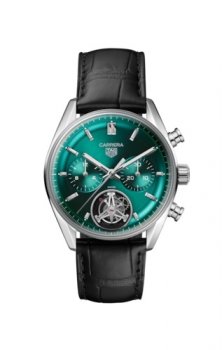 TAG Heuer Carrera Chronographe Tourbillon boitier en verre acier inoxydable vert CBS5011.FC6566